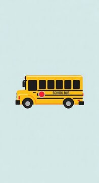 Classic yellow school bus profile on light blue background