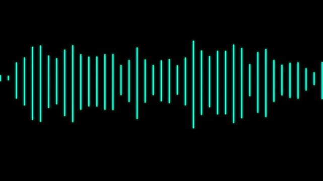 White audio waveform spectrum moving animation on green background. Sound wave pattern audio visual waveform. Motion graphics of music bar concept