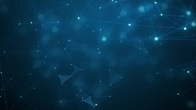 Abstract blue plexus network loop featuring glowing connected lines and dots, perfect for technology, data science, digital communication, global networking, and artificial intelligence projects