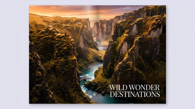 Canyon landscape featured in wild wonder destinations magazine spread.
