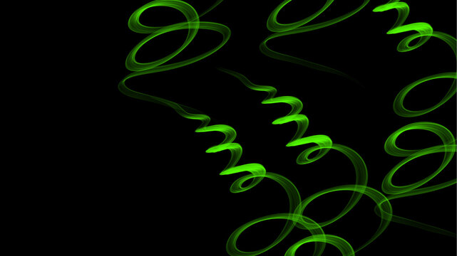 Glowing green smoke line on dark background	