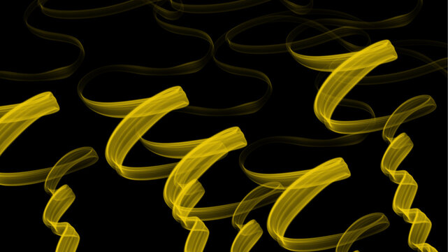 Yellow abstract smoke waves on black background