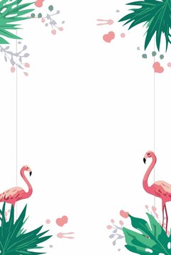 A vibrant vacation-themed greeting card featuring a template vector design with a flat aesthetic, incorporating bold colors and clean lines