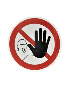 Do not enter safety warning sign with raised hand symbol isolated on solid Transparent background