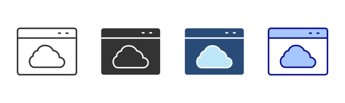 Cloud Computing Icon Set. Designed In Multi Style