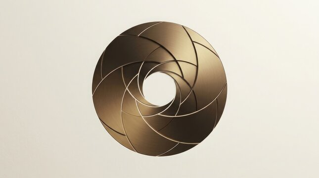 Abstract golden camera lens aperture design representing artistic vision and creative inspiration for celebration of the annual world photography day event concept