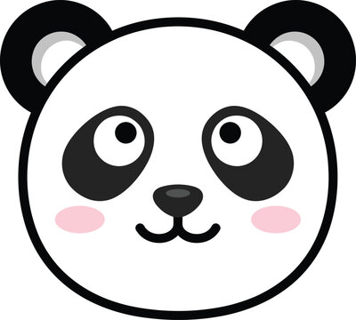 Adorable Cartoon Panda Face Illustration with Cute Expression and Blush Cheeks