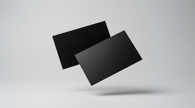 Two floating black business cards mockup