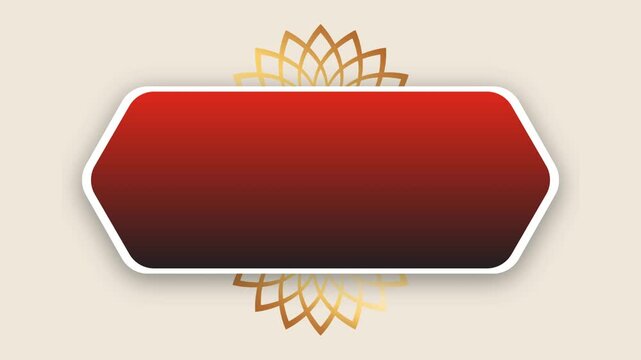 Empty Vintage Frame with gold plated mandala animation on white background
