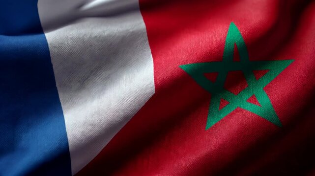 french and moroccan flag waving together. relations france morocco