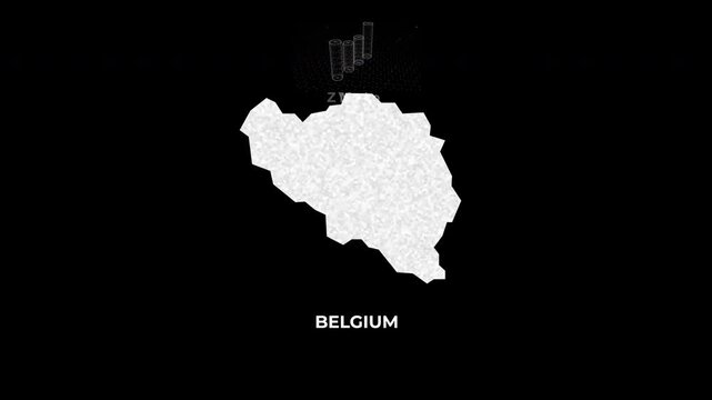 Belgium technology map with animated charts, graphs, statistics, and analytics showcasing economy, infrastructure, innovation, population, trade, energy, and national development