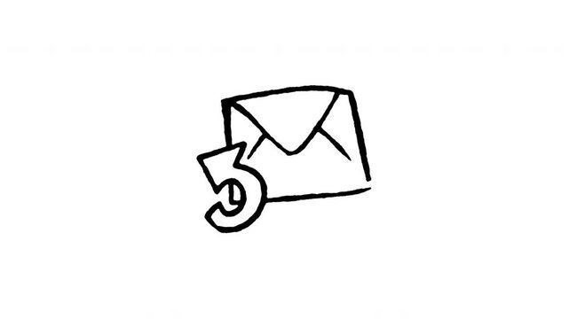 4K hand drawn reply mail envelope icon with boiling line effect. Features frame by frame doodle style on black and green screen background for email response, reply message, and contact edits.
