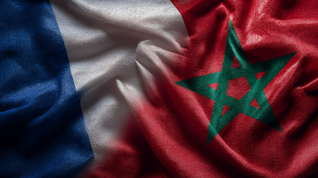 french and moroccan flag waving together. relations france morocco