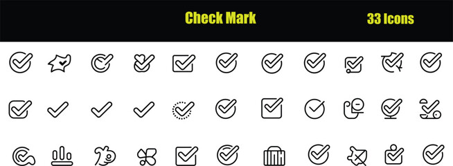 Checkmark Icon Set – Modern Line Icons for Approval, Success and Verification © MdMijanur