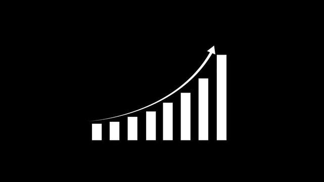 Animated bar chart with rising arrow trend graph for business growth and financial success analysis finance