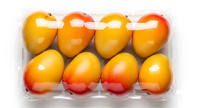 Fresh Ripe Mango Fruits Packed in Clear Plastic Container for Retail Distribution