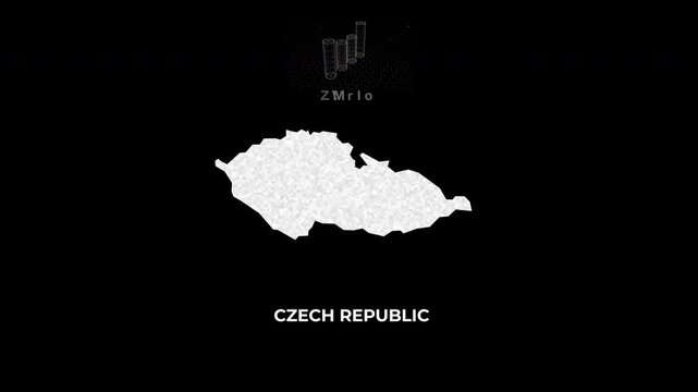 Czech republic technology map with animated charts, graphs, statistics, and analytics showcasing economy, infrastructure, innovation, population, trade, energy, and national development