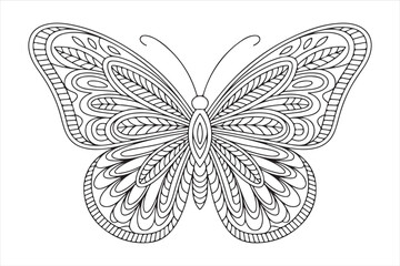 Ornamental Butterfly Line Art with Symmetrical Wing Patterns © SANTI