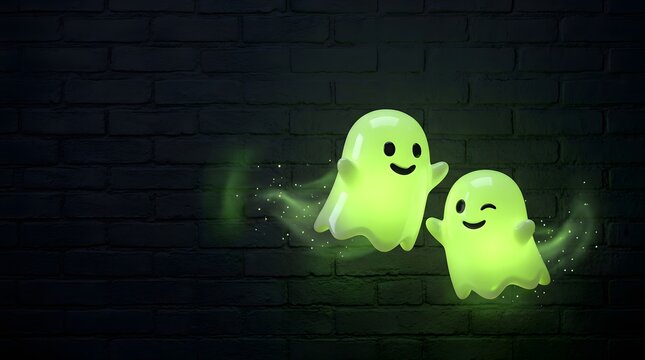 Glowing neon ghost signs illuminated on a dark brick wall