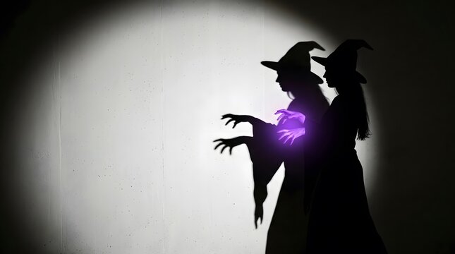 Silhouette of a scary figure emitting glowing purple energy