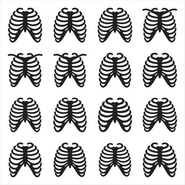 Human rib cage anatomy icons set collection with skeleton thoracic orthopedic respiratory structure diagnostic medicine hospital physician protection collection illustration clinical