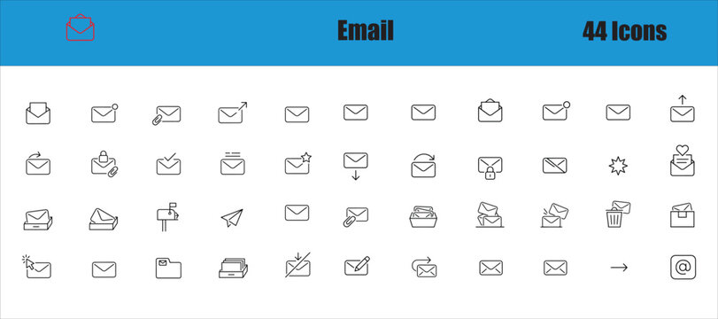 Email Icon Set &ndash; Modern Line Icons for Mail, Message and Communication