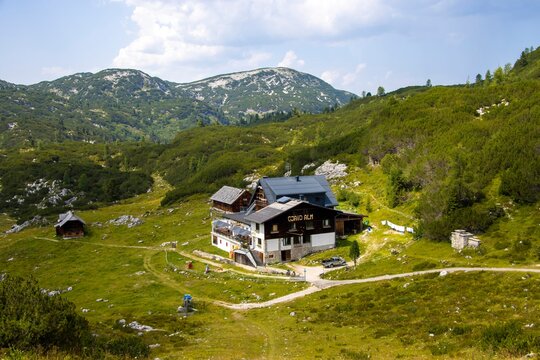 Gjaid Alm Mountain Hut in the Austrian Alps Near Dachstein, Styria, Austria.