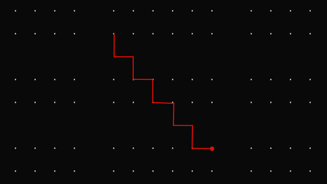 Dot pattern layers frame an inverted digital L shape near white nodes. Automated database index tracking tools look completely clean using this dot pattern chart block.