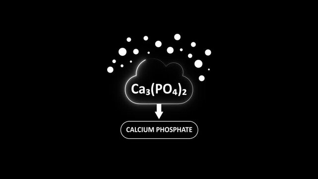 Calcium phosphate ca3(po4)2 chemical formula animation for science and education