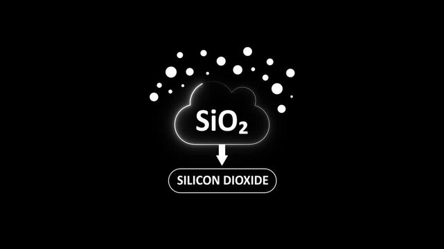 Silicon dioxide si o2 chemical formula animation with molecular particle effects