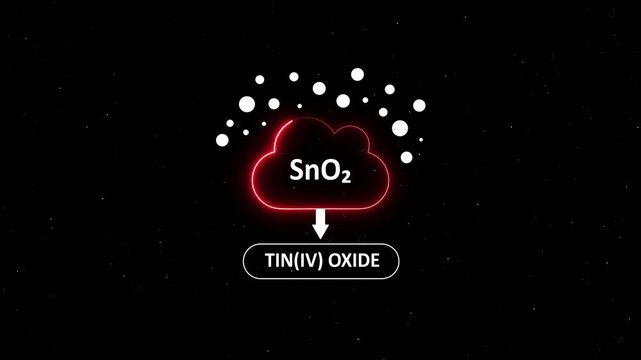 Sn o2 tin(iv) oxide chemical compound infographic animation for science and industrial education