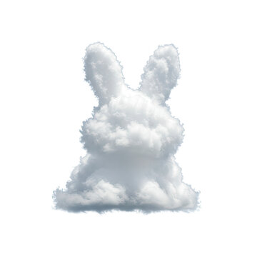 white cloud rabbit on blue background