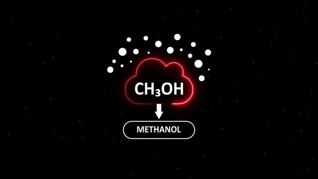 Methanol chemical formula ch3 oh neon animation for science and chemistry education