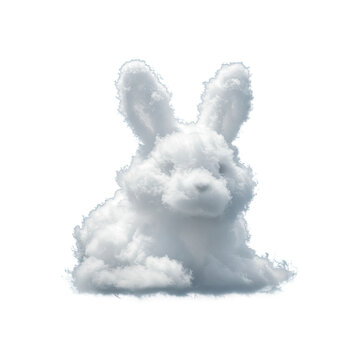 white cloud rabbit on blue background