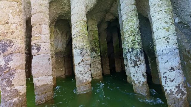 Close up view reveals the unique formations of the famous Crowley Lake Stone Columns
