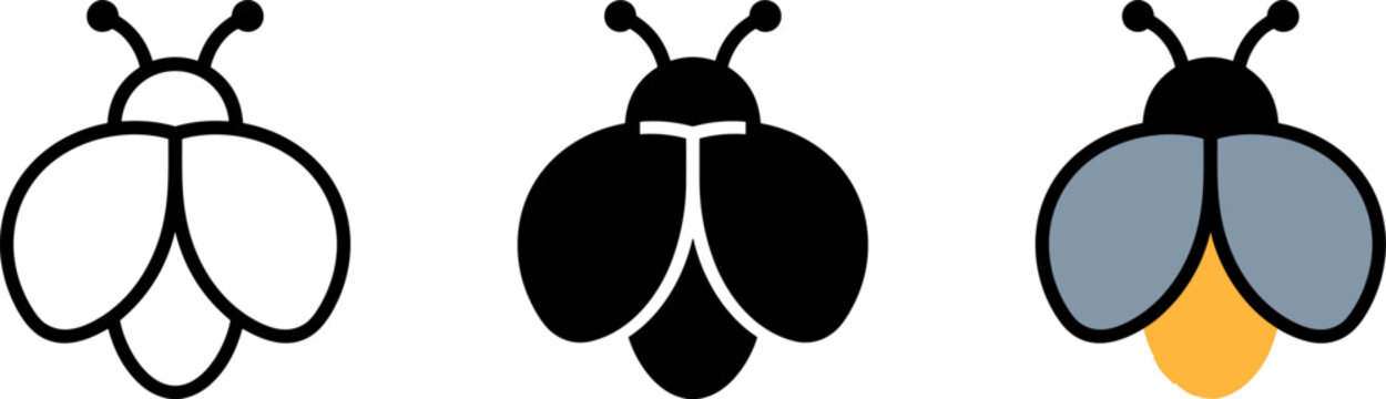 Set of firefly icons in different styles