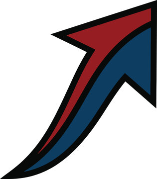 Soccer theme vector design with dynamic swoosh arrows in blue and red colors isolated on clean white background