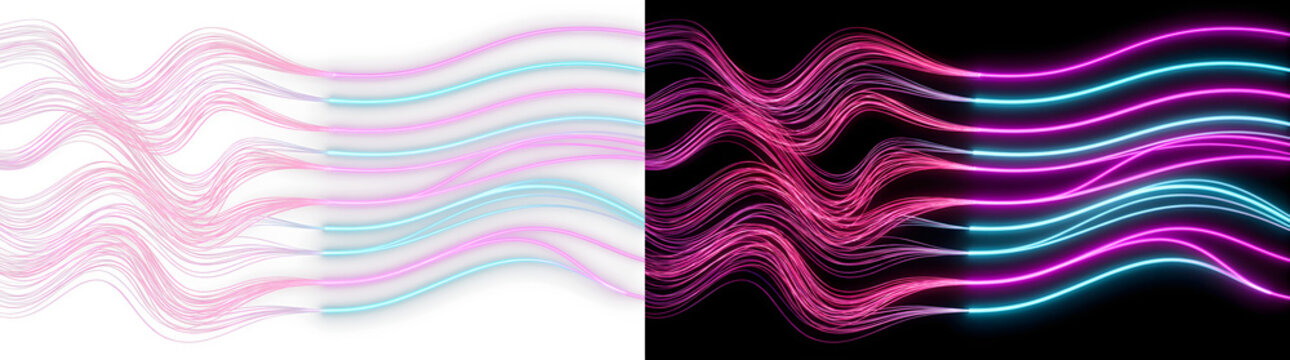 Abstract neon wave light trails pink and blue on backgrounds with abstract