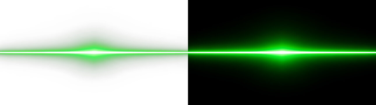 Abstract bright horizontal green neon laser light streak beam effect