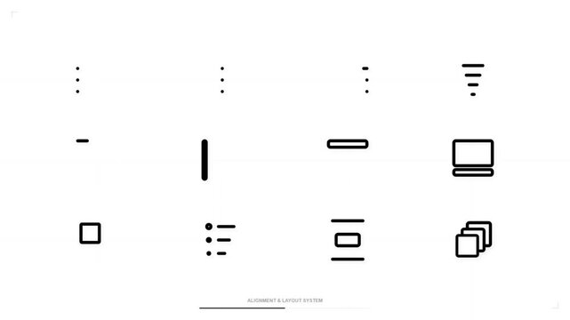 Animated UI/UX Alignment and Layout System Icons Grid