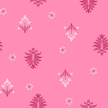 Light pink background with abstract seamless geomantic floral design seamless floral pattern