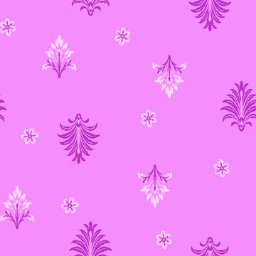 Summer gemoatrical floral abstract seamless floral pink , purple and ivory colour print pattern