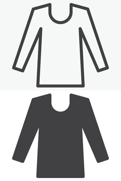 Long sleeve shirt icon set with line outline and solid versions. Apparel icon in different style, editable stroke vector sign and symbol for fashion clothing.