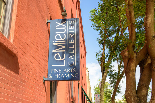 New Orleans, LA, USA - July 18, 2026: LeMieux Galleries Sign on the front of the Lemieux Galleries Building on Julia Street in the Arts District