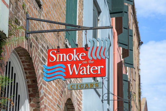 New Orleans, LA, USA - July 18, 2026: Smoke on the Water Cigar Shop on Conti Street in the French Quarter