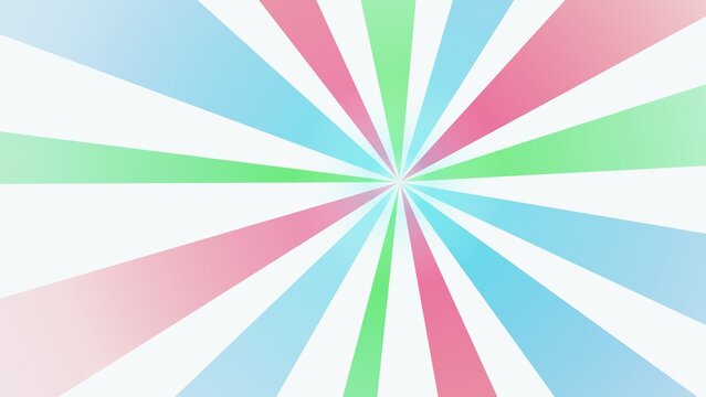 Abstract Sunburst Background with Pastel Pink Blue and Green Radial Rays and Soft White Glow