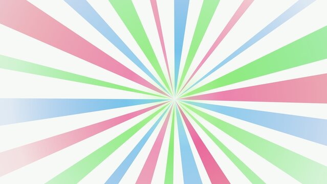 Pastel Sunburst Radial Background with Soft Pink Green and Blue Striped Rays Pattern