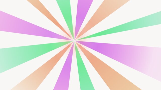 Pastel Sunburst Background with Radial Rays in Soft Mint Green Peach and Lavender Purple Tones