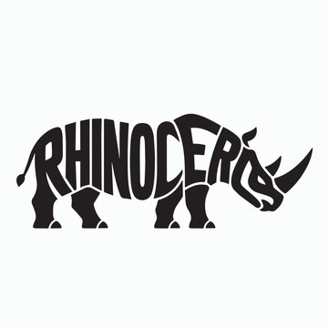 Minimalist typography vector logo of Rhinoceros