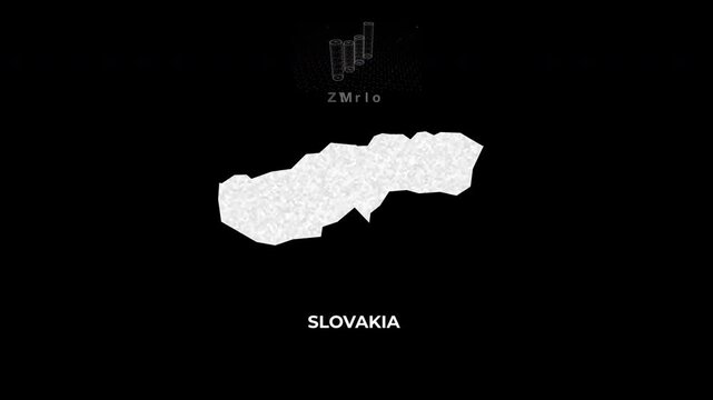Slovakia technology map with animated charts, graphs, statistics, and analytics showcasing economy, infrastructure, innovation, population, trade, energy, and national development